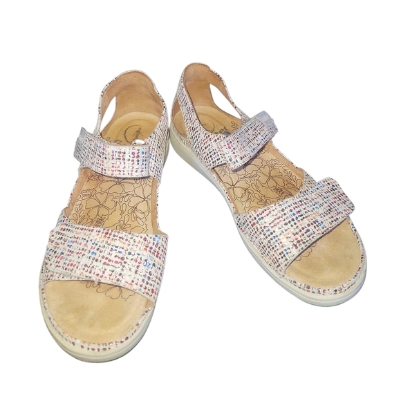 Ganter Shoes - Ganter Women's Open Toe Velcro Fastener Leather Multicolor Sandals 37